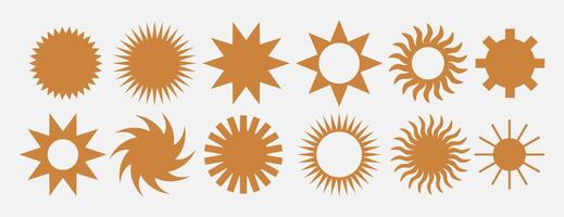 Set of geometric boho sun shape. minimalistic design minimal elements. Sunshine symbols collection vector