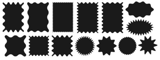 zig zag borde rectángulo forma recopilación. conjunto de ondulado resumen geométrico formularios dentado parches colocar. diseño elementos vector