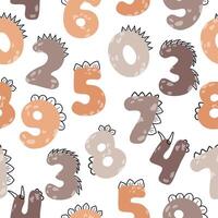 Boho dinosaur numbers seamless pattern vector