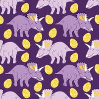 Hand drawn cute dinosaurs background in violet patterns vector