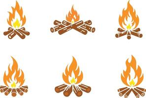 Campfire illustration icons set vector