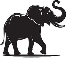 Elephant illustration black silhouette isolated on white background vector