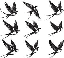 Bird swallow set illustration eps 10 vector