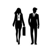 silhouettes of men and a women, a group of standing business people, black color isolated on white background vector