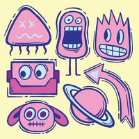 colorful cute doodle collection set hand drawn vector