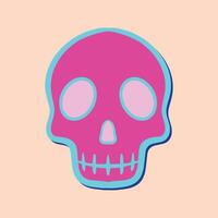 colorfull skull art hand drawn cartoon illustration vector