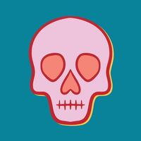 colorfull skull art hand drawn cartoon illustration vector