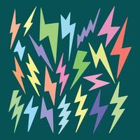 colorful lightning symbol cute doodle collection set hand drawn vector