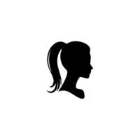 pelo estilo mujer silueta, belleza cara niña silueta logo vector