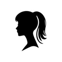 Hair Style Woman Silhouette, Beauty face girl silhouette logo vector