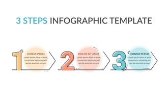 Tres números con flechas y sitio para tu texto, Tres pasos - infografía modelo vector