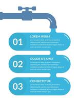 infografía modelo con Tres elementos con grifo y agua vector