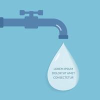 Tap with big water drop with place for text vector