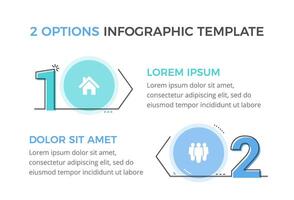 dos números con flechas y sitio para tu texto, dos pasos o opciones - infografía modelo vector