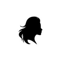 Hair Style Woman Silhouette, Beauty face girl silhouette logo vector