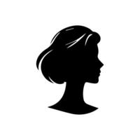 Hair Style Woman Silhouette, Beauty face girl silhouette logo vector