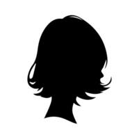 pelo estilo mujer silueta, belleza cara niña silueta logo vector