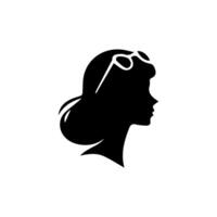 Hair Style Woman Silhouette, Beauty face girl silhouette logo vector