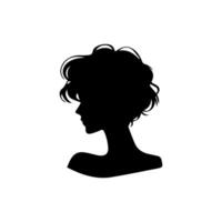 Hair Style Woman Silhouette, Beauty face girl silhouette logo vector