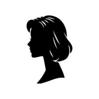 pelo estilo mujer silueta, belleza cara niña silueta logo vector