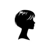 Hair Style Woman Silhouette, Beauty face girl silhouette logo vector