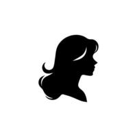 Hair Style Woman Silhouette, Beauty face girl silhouette logo vector