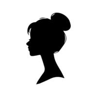 Hair Style Woman Silhouette, Beauty face girl silhouette logo vector