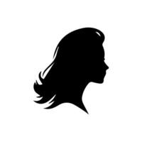 Hair Style Woman Silhouette, Beauty face girl silhouette logo vector