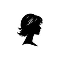 Hair Style Woman Silhouette, Beauty face girl silhouette logo vector