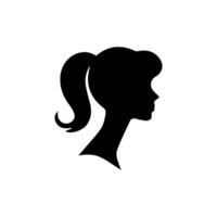 Hair Style Woman Silhouette, Beauty face girl silhouette logo vector