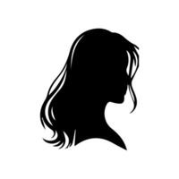 Hair Style Woman Silhouette, Beauty face girl silhouette logo vector