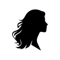 pelo estilo mujer silueta, belleza cara niña silueta logo vector