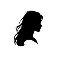 Hair Style Woman Silhouette, Beauty face girl silhouette logo vector