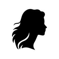 Hair Style Woman Silhouette, Beauty face girl silhouette logo vector