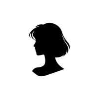 Hair Style Woman Silhouette, Beauty face girl silhouette logo vector