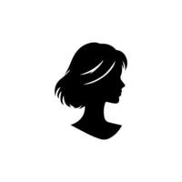 Hair Style Woman Silhouette, Beauty face girl silhouette logo vector