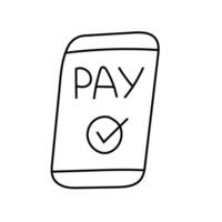 Payments from a smartphone doodle. vector