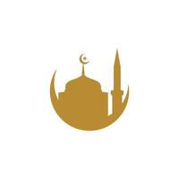 Luxury gold mosque logo design vector