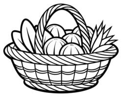 Big wicker basket with fruit image vector