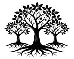 Tree with roots silhouette image vector