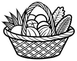 Big wicker basket with fruit image vector