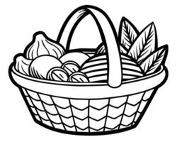 Big wicker basket with fruit image vector