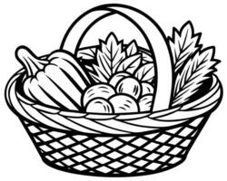 Big wicker basket with fruit image vector