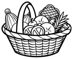 Big wicker basket with fruit image vector