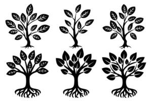 Tree with roots silhouette image vector