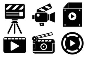 Camera recorder film icon symbol set vector