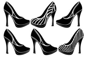 High Heels women fashion shoes silhouette vector