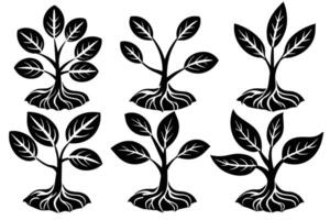 Tree with roots silhouette image vector