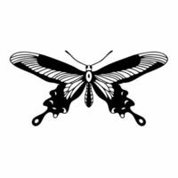 Butterfly Hand Drawing. Tattoo Design. Stencil Illustration vector