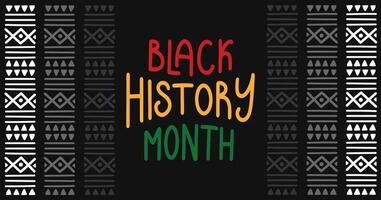 Black history month simple banner. Ethnic pattern with lettering. African-American Independence Day Background. Holiday template for card, poster. flat illustration. vector